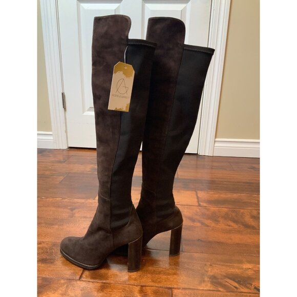 Stuart Weitzman Brown Suede Block Heeled Boots - Picture 4 of 11